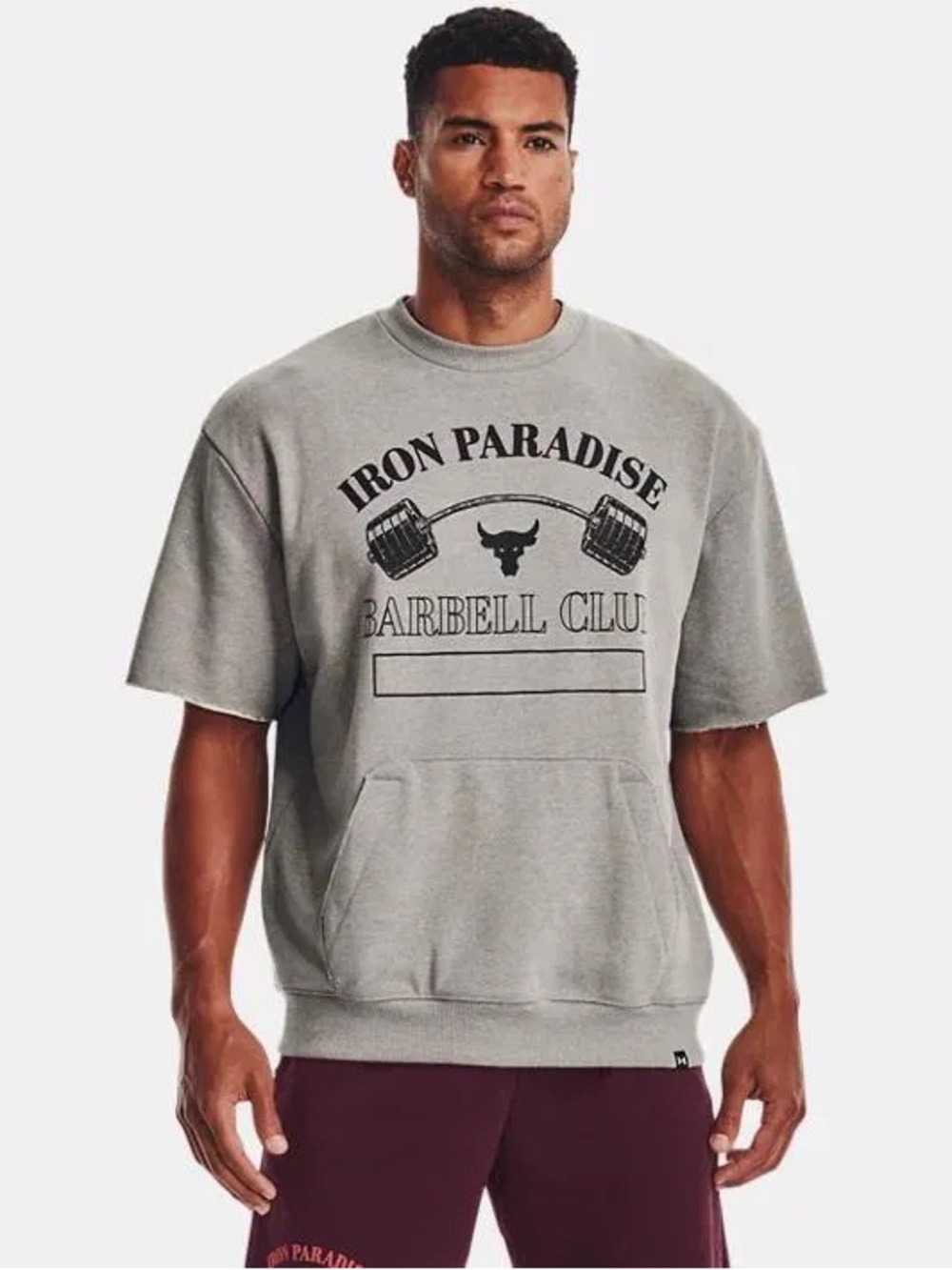 Mens Under Armor Project Rock Iron Paradise Heavyweight Terry Top - Grey Size L